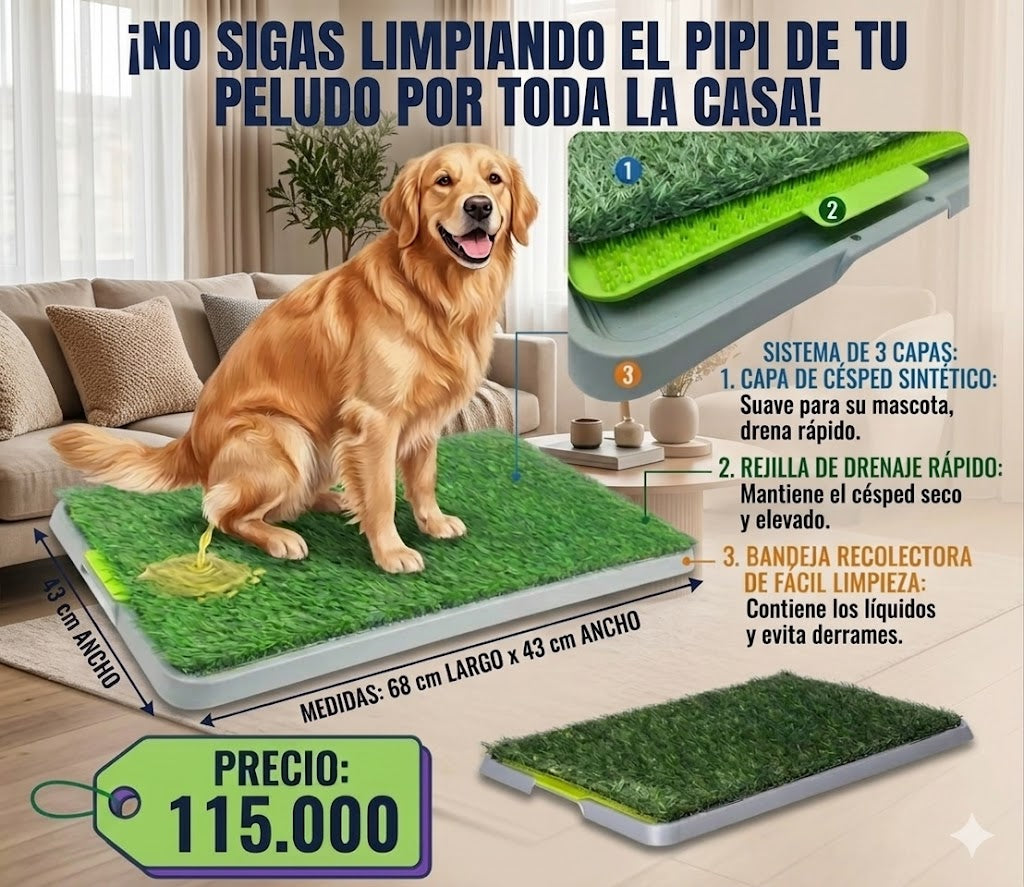 Tapete sanitario de entrenamiento para perros de todos los tamaños: tiene 3 capas y es lavable: gratis cepillo que remueve el pelo muerto